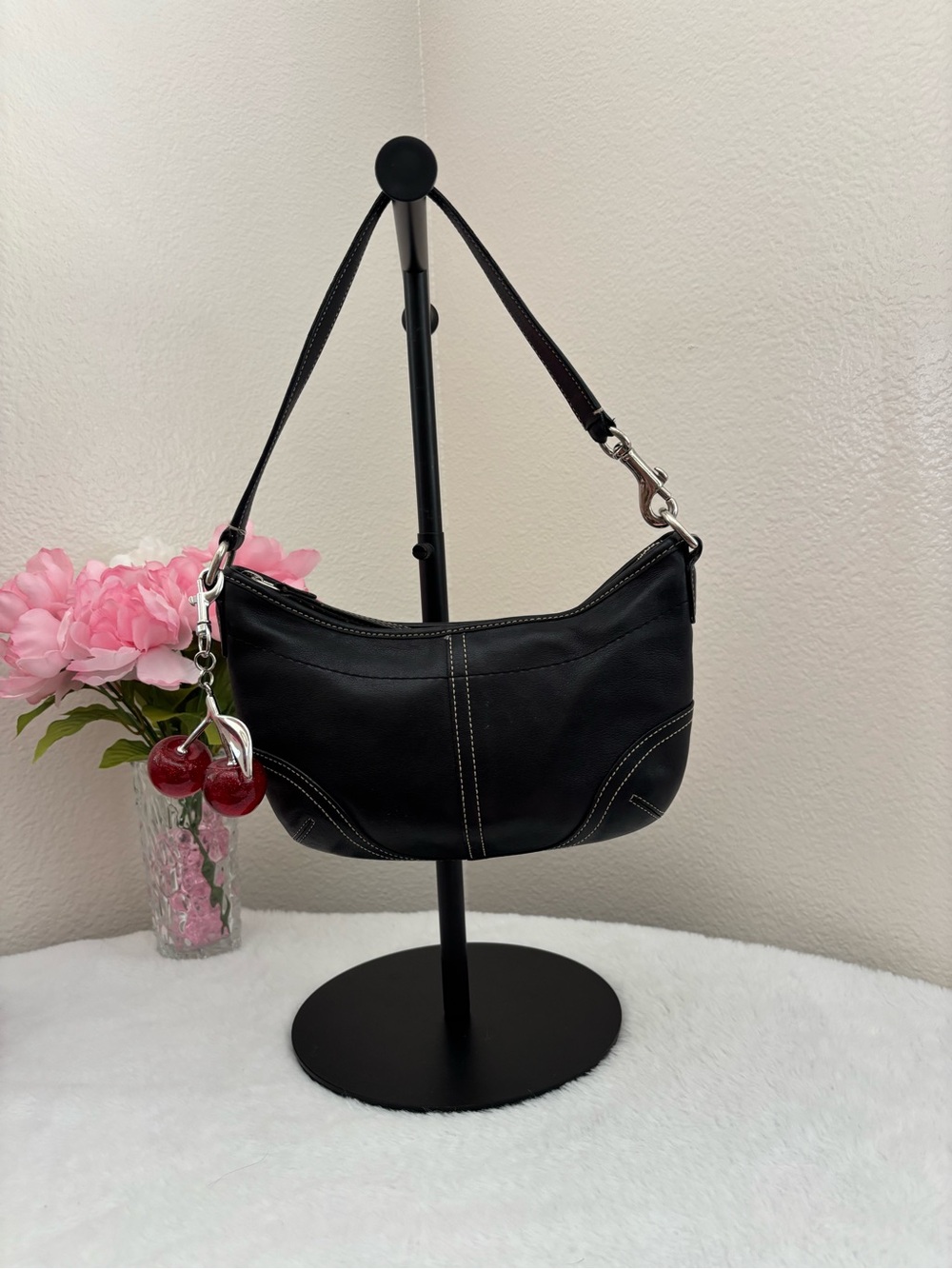 Y2k Coach Soho Mini Black Leather Hobo Bag
